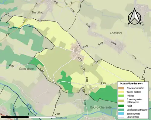 Carte en couleurs présentant l'occupation des sols.