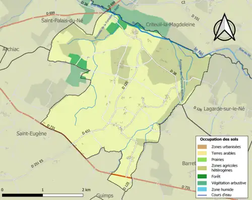 Carte en couleurs présentant l'occupation des sols.