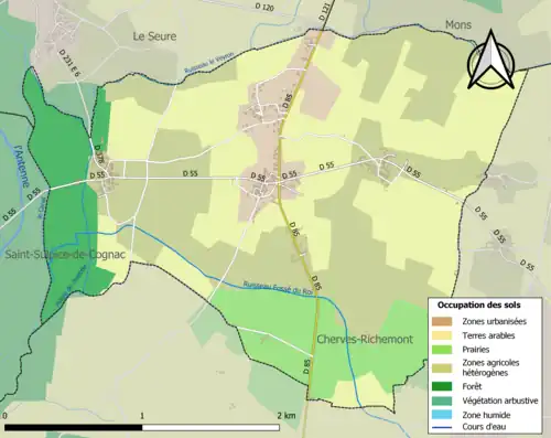 Carte en couleurs présentant l'occupation des sols.