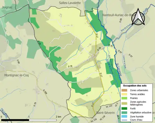 Carte en couleurs présentant l'occupation des sols.