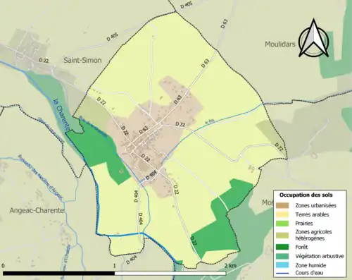Carte en couleurs présentant l'occupation des sols.