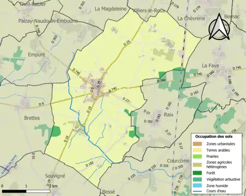 Carte en couleurs présentant l'occupation des sols.