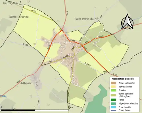 Carte en couleurs présentant l'occupation des sols.