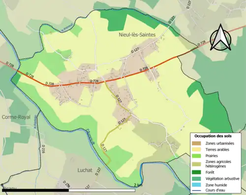 Carte en couleurs présentant l'occupation des sols.