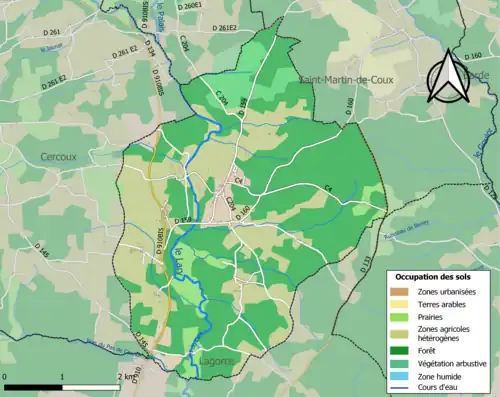Carte en couleurs présentant l'occupation des sols.
