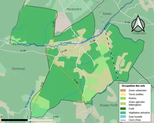 Carte en couleurs présentant l'occupation des sols.