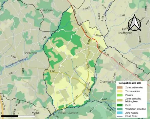 Carte en couleurs présentant l'occupation des sols.