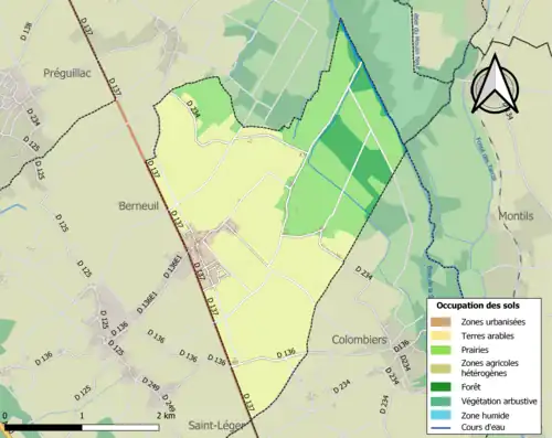 Carte en couleurs présentant l'occupation des sols.
