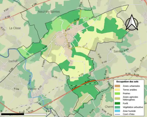 Carte en couleurs présentant l'occupation des sols.