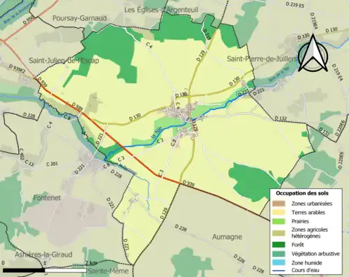 Carte en couleurs présentant l'occupation des sols.
