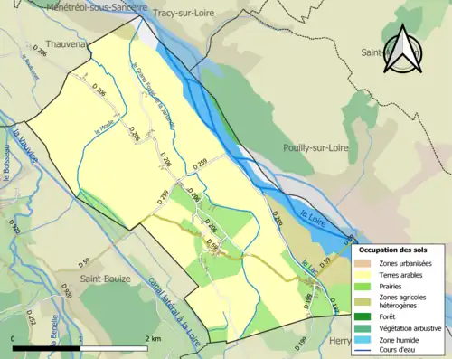 Carte en couleurs présentant l'occupation des sols.