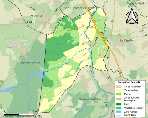Carte en couleurs présentant l'occupation des sols.