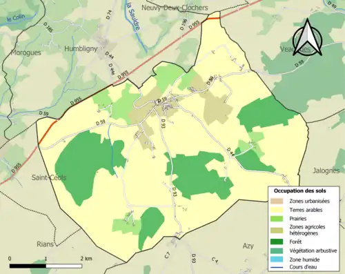 Carte en couleurs présentant l'occupation des sols.