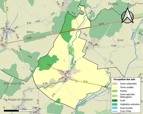 Carte en couleurs présentant l'occupation des sols.