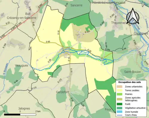 Carte en couleurs présentant l'occupation des sols.