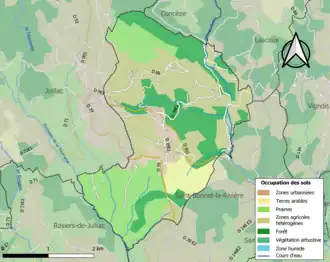Carte en couleurs présentant l'occupation des sols.