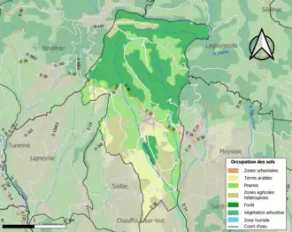 Carte en couleurs présentant l'occupation des sols.