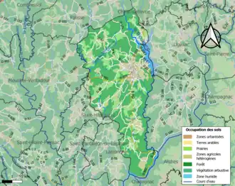 Carte en couleurs présentant l'occupation des sols.
