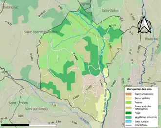 Carte en couleurs présentant l'occupation des sols.