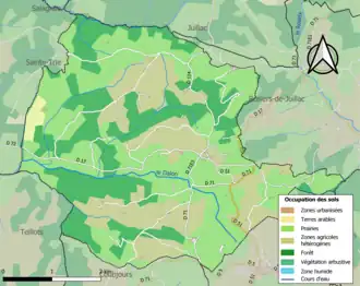 Carte en couleurs présentant l'occupation des sols.