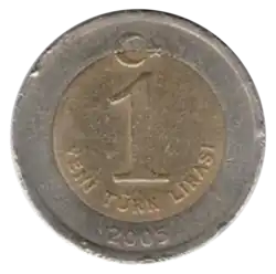 1 livre turque, revers.