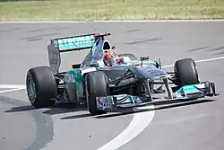 Photo de Michael Schumacher lors de la première séance d'essais libres.