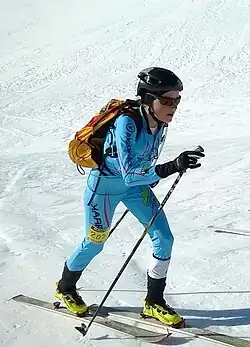 Participante à l'édition 2015 de la Pierra Menta dans l'ascension du mont Mirantin.