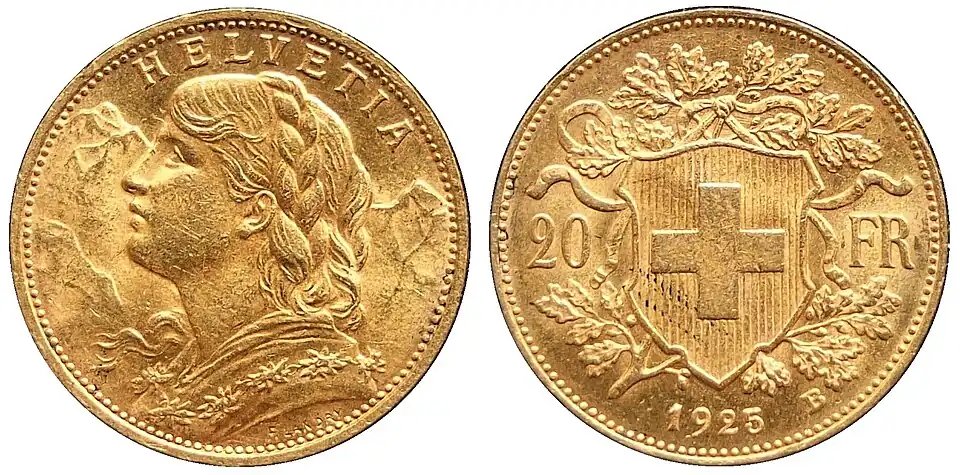 Monnaie de 20&nbsp;francs du type courant, 1925.