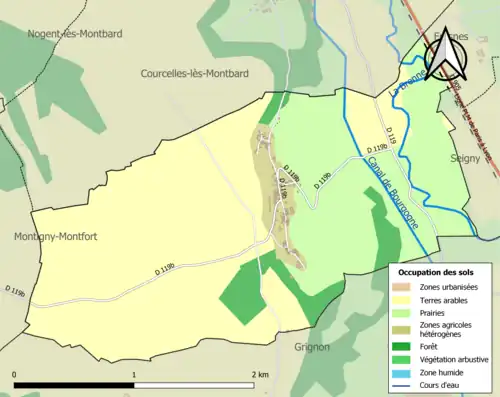 Carte en couleurs présentant l'occupation des sols.