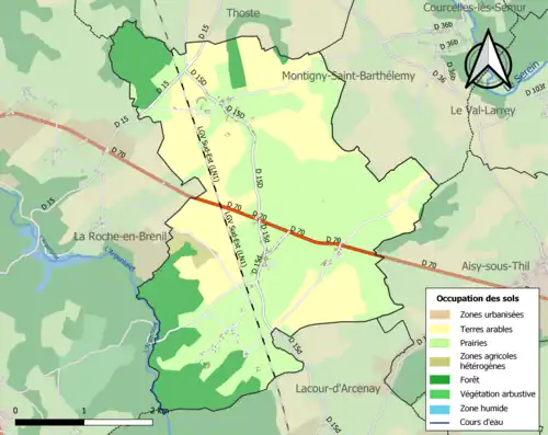 Carte en couleurs présentant l'occupation des sols.