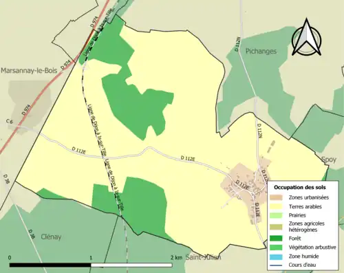 Carte en couleurs présentant l'occupation des sols.