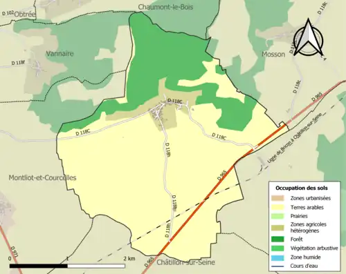 Carte en couleurs présentant l'occupation des sols.