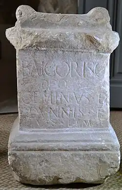 Pierre votive trouvée à Balesta, à un dieu appelé Baigori ou Baigoris.