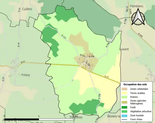 Carte en couleurs présentant l'occupation des sols.