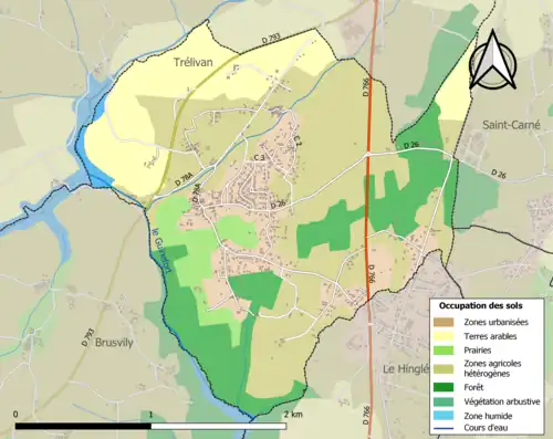 Carte en couleurs présentant l'occupation des sols.