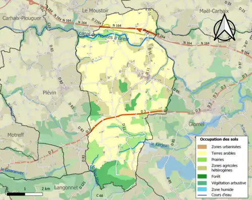Carte en couleurs présentant l'occupation des sols.