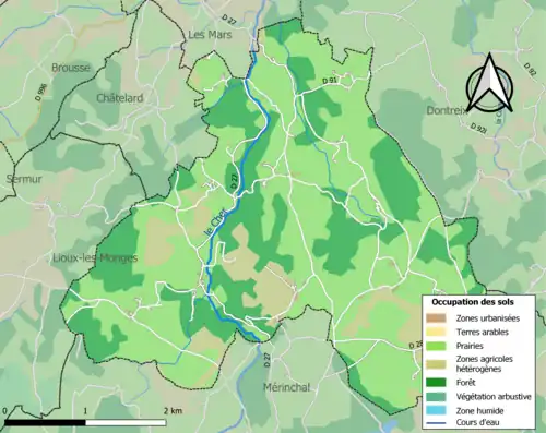 Carte en couleurs présentant l'occupation des sols.