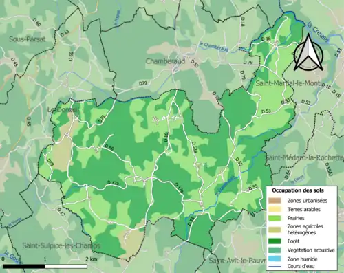 Carte en couleurs présentant l'occupation des sols.