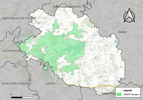 Carte de la ZNIEFF de type 1 à Noth.