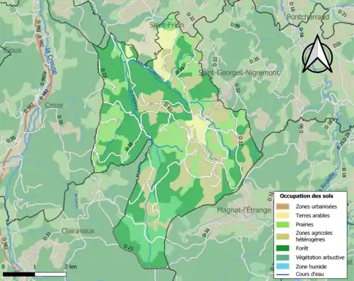 Carte en couleurs présentant l'occupation des sols.
