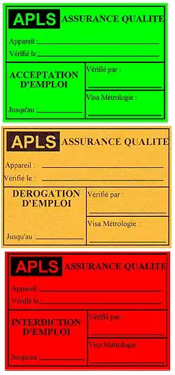 Étiquettes de vérification.