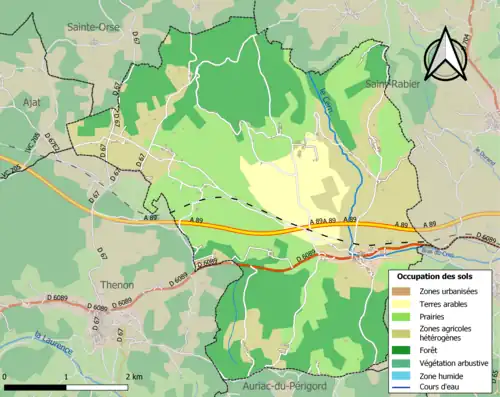 Carte en couleurs présentant l'occupation des sols.