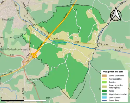 Carte en couleurs présentant l'occupation des sols.