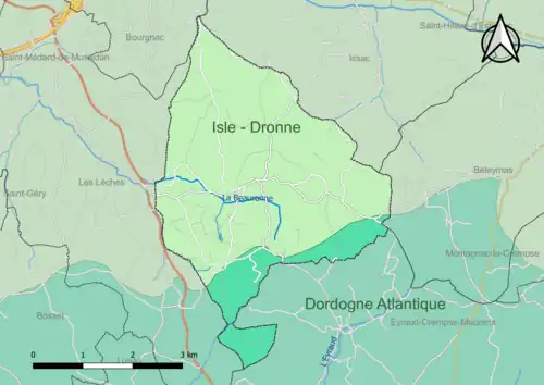 Carte en couleur présentant le(s) SAGE couvrant le territoire communal