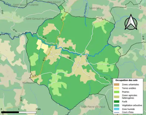 Carte en couleurs présentant l'occupation des sols.