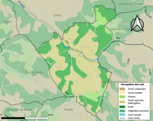 Carte en couleurs présentant l'occupation des sols.