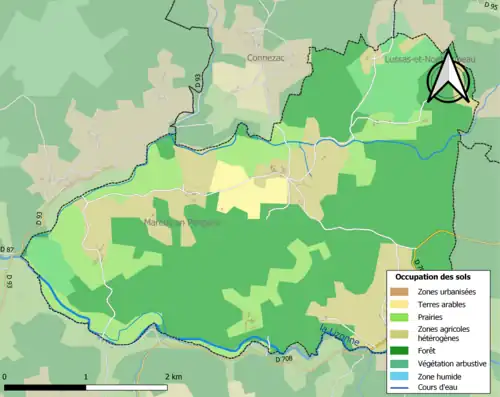 Carte en couleurs présentant l'occupation des sols.