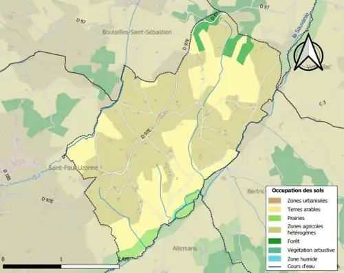 Carte en couleurs présentant l'occupation des sols.