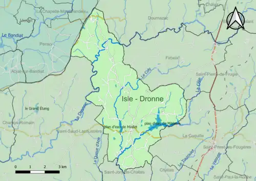 Carte en couleur présentant le(s) SAGE couvrant le territoire communal