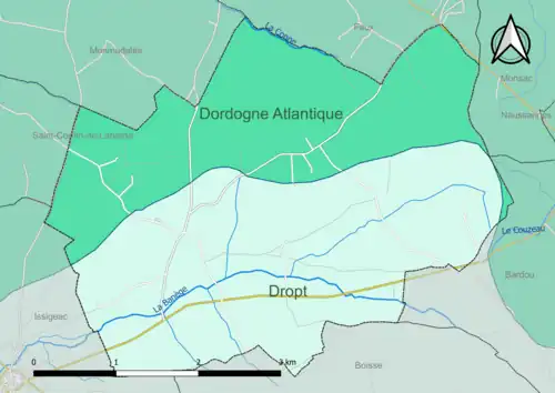 Carte en couleur présentant le(s) SAGE couvrant le territoire communal